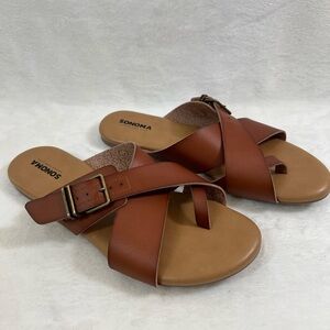 Sonoma Goods for Life Women's Criss-Cross Buckle Strap Sandals, Size 9 Brown